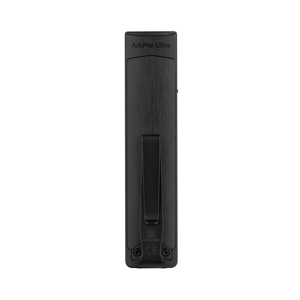 Lampe de poche Olight ArkPro Ultra noire vue arrière avec clip de poche robuste pour le transport quotidien EDC