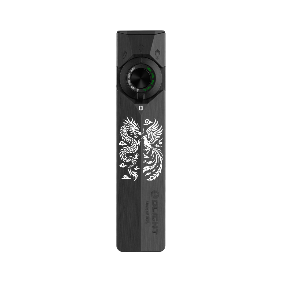 Olight ArkPro Ultra Lampe de Poche Grise avec Gravure Dragon et Phénix EDC Puissante pour Utilisation Quotidienne